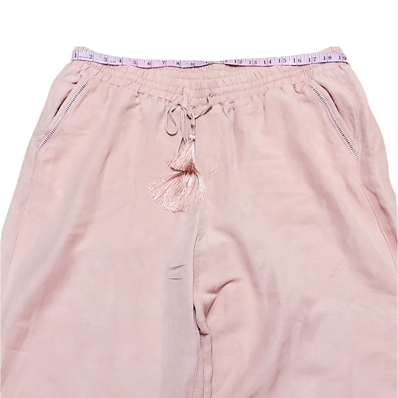Lane Bryant Womens Pink Pull on Elastic waistband linen Pants - Picture 9 of 13